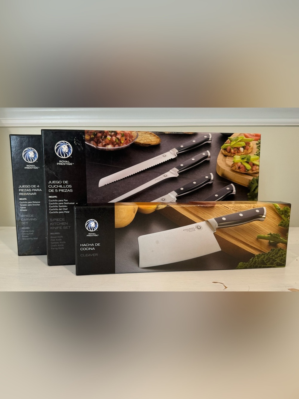 Royal Prestige Black Handle 5-Piece Kitchen Knife Set with Cleaver